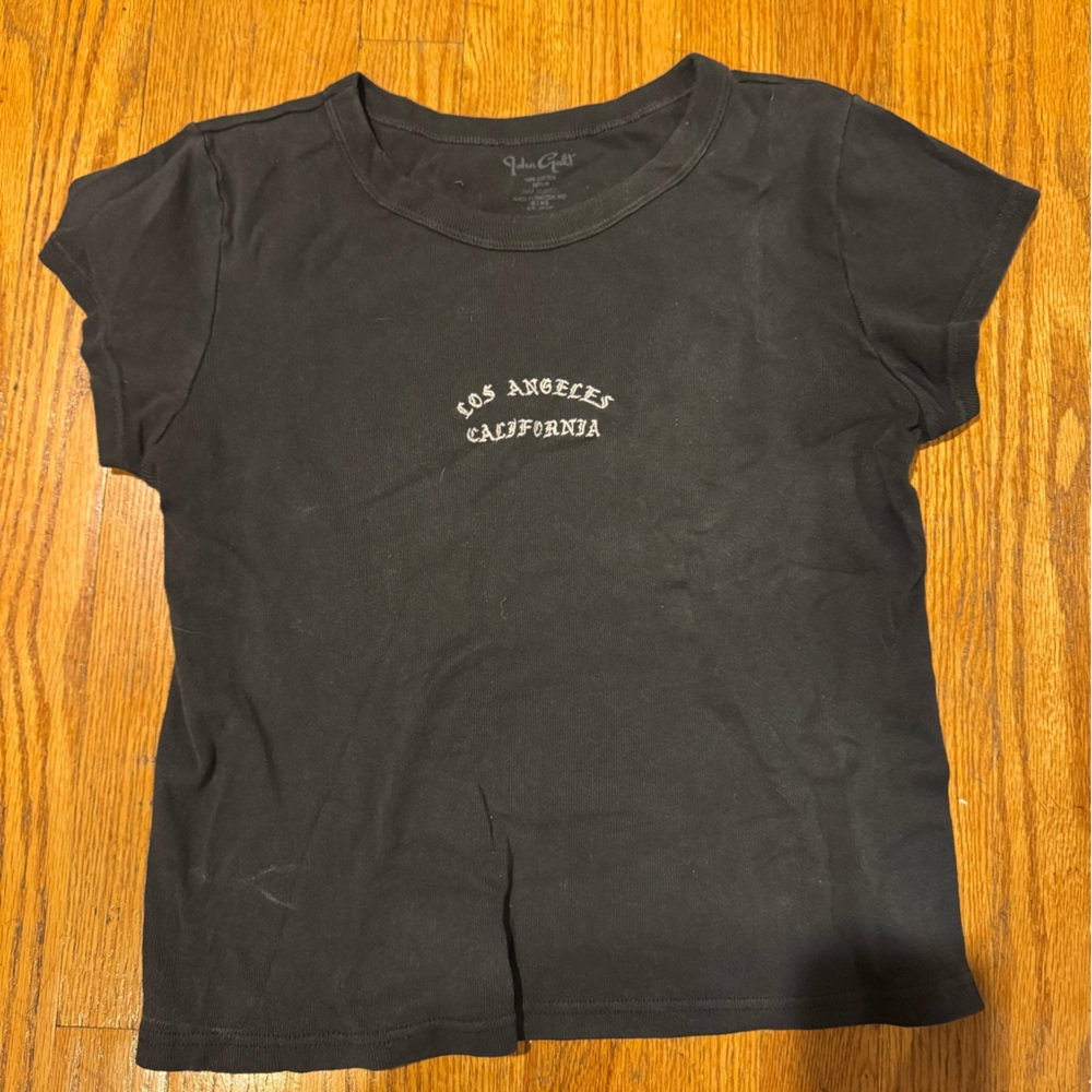 Brandy Melville John Galt Black/grey Los Angeles Short Sleeve Tee